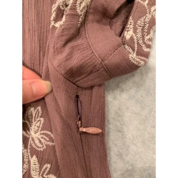 Sadie & Sage Womens Maxi Dress Small Mauve Cottagecore Floral Embroidered V-Neck - Picture 9 of 10